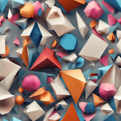 Interlocking Geometric Shapes Abstract Geometrical Forms Stylized 3D Colorful, Generative AI
