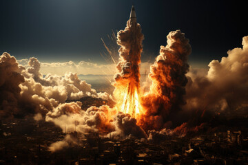 Image capturing the moment of explosion at night