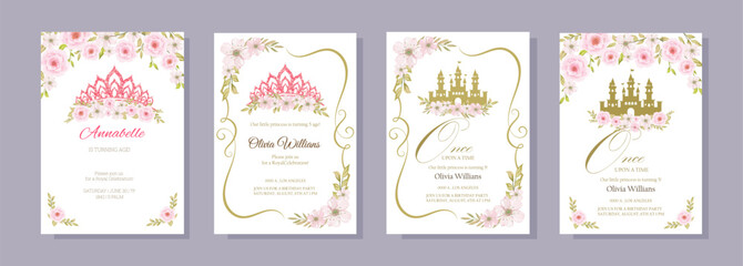 cinderella invitation. Invitation to the princess's birthday party. Template for baby shower invitation. It is a girl