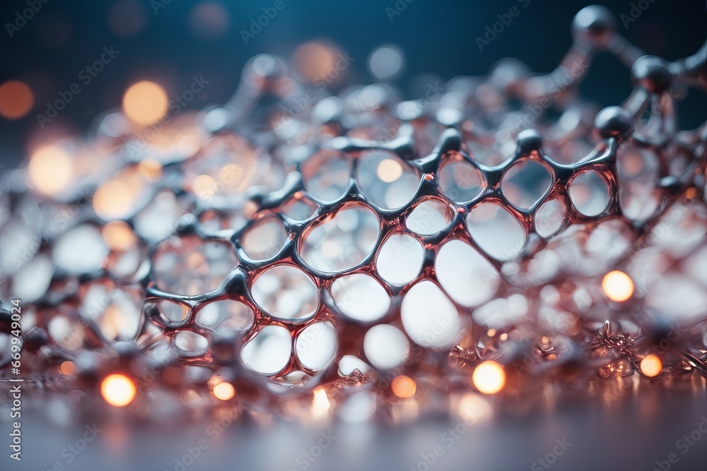Poster beautiful patterned abstract silver background with garlands and bokeh