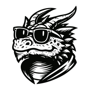 cool dragon wearing sunglasses sketch