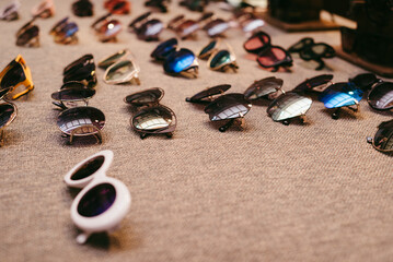 Lots of sunglasses isolated