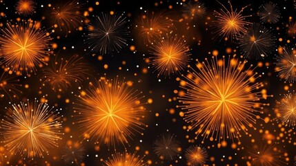 Naklejka premium Fireworks on night sky background.