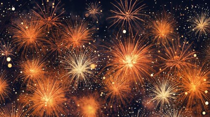 Naklejka premium Fireworks on night sky background.