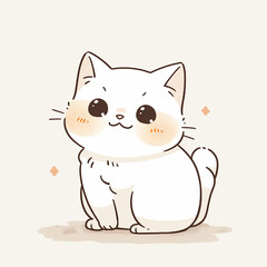 Clip art Anime/Cartoon style White Cute cat.