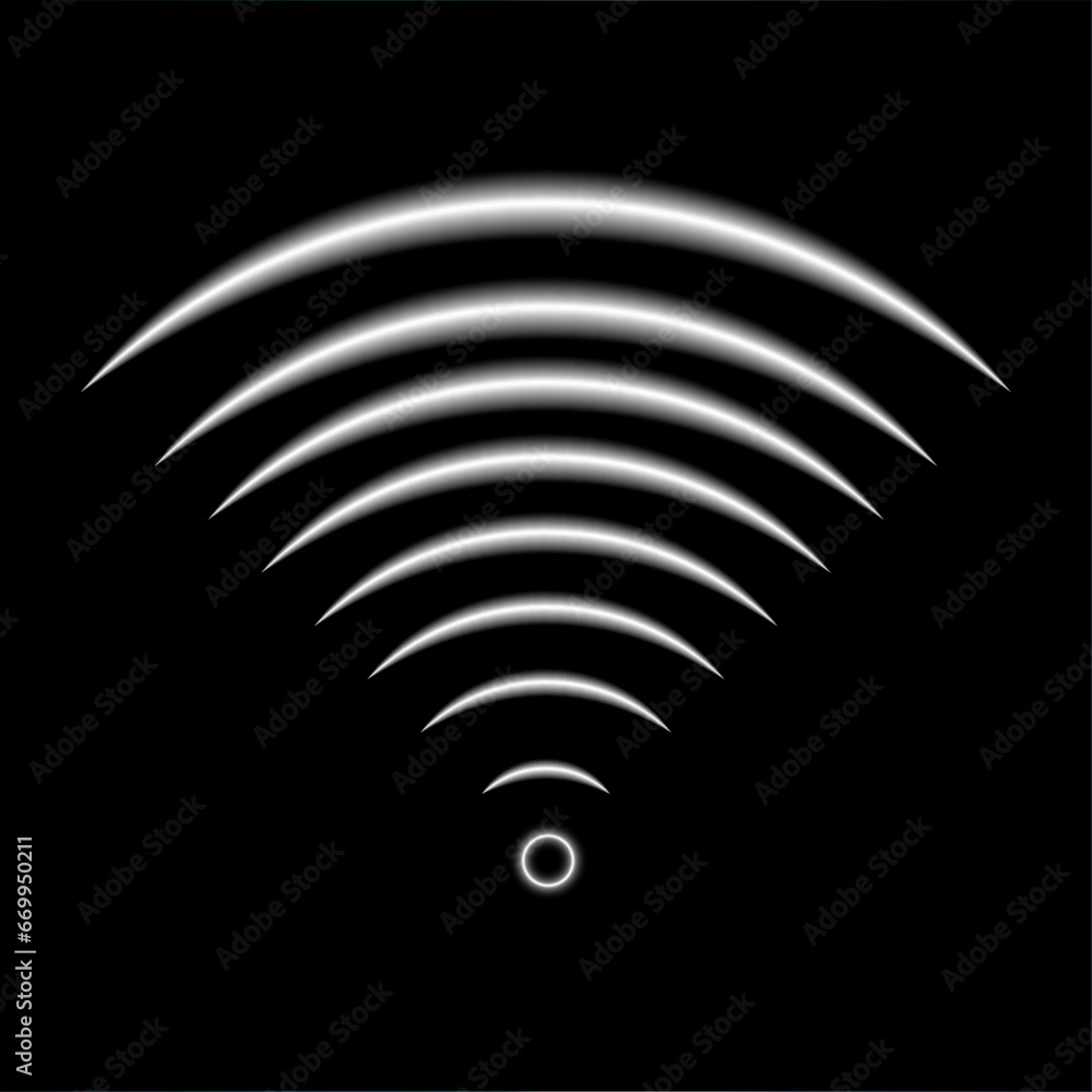 Poster wi-fi light effect, white glowing signal sensor waves internet wireless connection. wireless technol