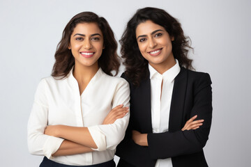 Beautiful indian businesswomen on white background - obrazy, fototapety, plakaty