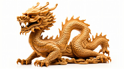 Fototapeta na wymiar Chinese dragon statue isolated on white background