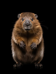 Obraz premium Beaver Studio Shot Isolated on Clear Black Background, Generative AI
