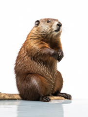 Fototapeta premium Beaver Studio Shot Isolated on Clear White Background, Generative AI
