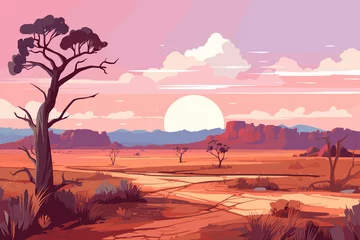 Selbstklebende Fototapete Lila Australia flat art landscape illustration