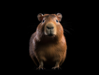 Capybara Studio Shot Isolated on Clear Black Background, Generative AI
