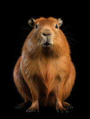 Capybara Studio Shot Isolated on Clear Black Background, Generative AI