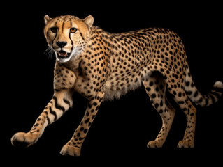 Cheetah Studio Shot Isolated on Clear Black Background, Generative AI