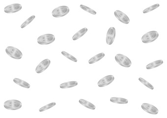 Silver Coins Falling or Flying. Silver Coin Background. Rich and Wealth Concept. Vector Illustration. 