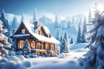 christmas house in the forest