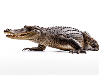 Crocodile Studio Shot Isolated on Clear Black Background, Generative AI