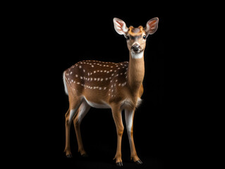 Deer Studio Shot Isolated on Clear Black Background, Generative AI