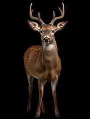 Deer Studio Shot Isolated on Clear Black Background, Generative AI
