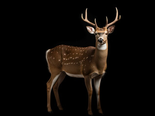 Naklejka na ściany i meble Deer Studio Shot Isolated on Clear Black Background, Generative AI