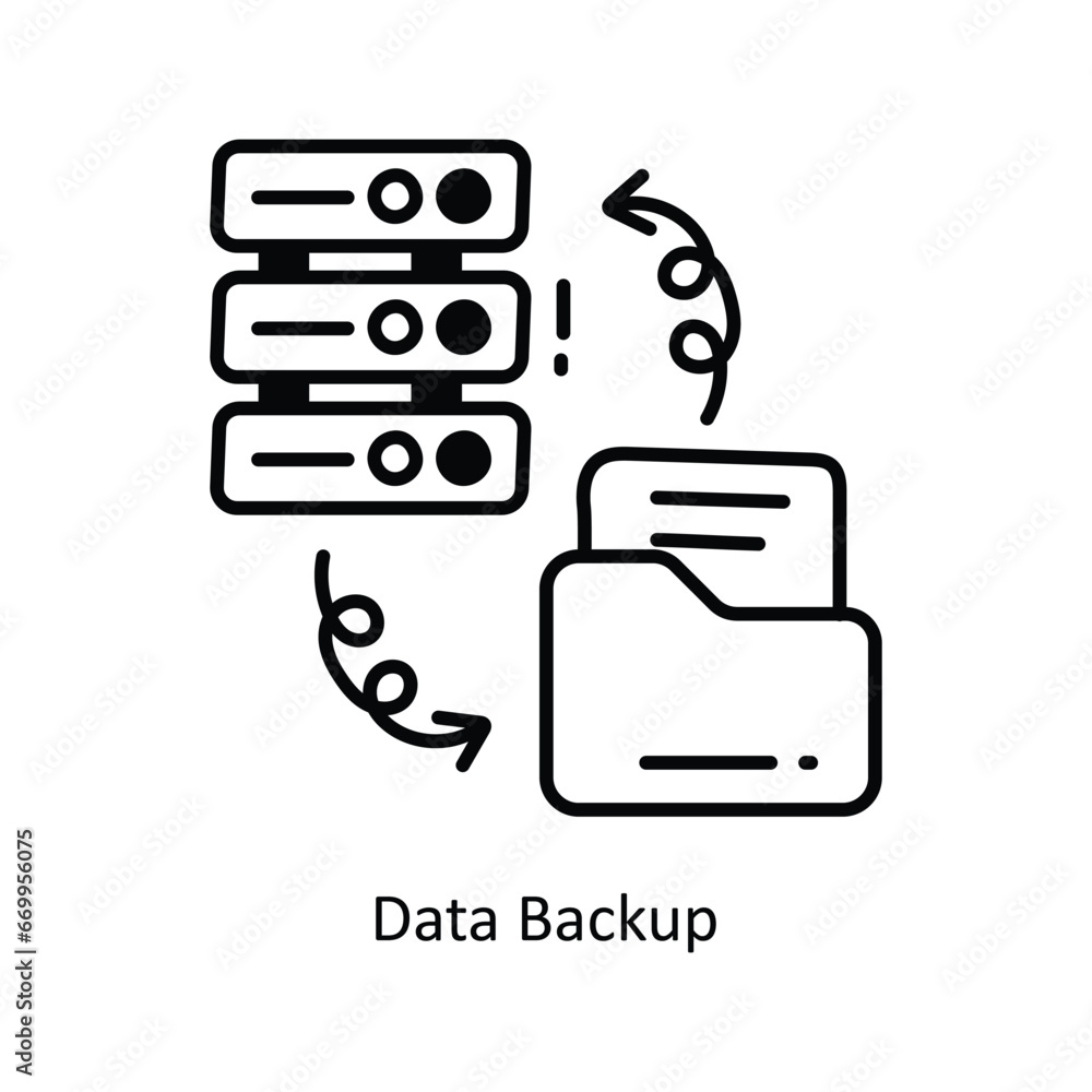 Poster data backup doodle icon design illustration. networking symbol on white background eps 10 file