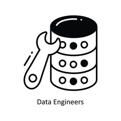 Data Engineers doodle Icon Design illustration. Networking Symbol on White background EPS 10 File