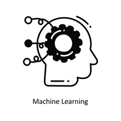 Machine Learning doodle Icon Design illustration. Networking Symbol on White background EPS 10 File