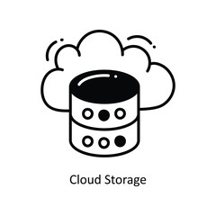 Cloud Storage doodle Icon Design illustration. Networking Symbol on White background EPS 10 File
