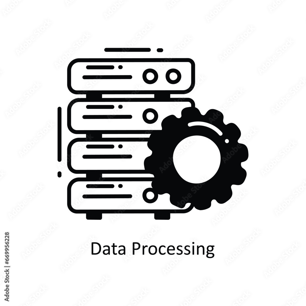 Poster data processing doodle icon design illustration. networking symbol on white background eps 10 file