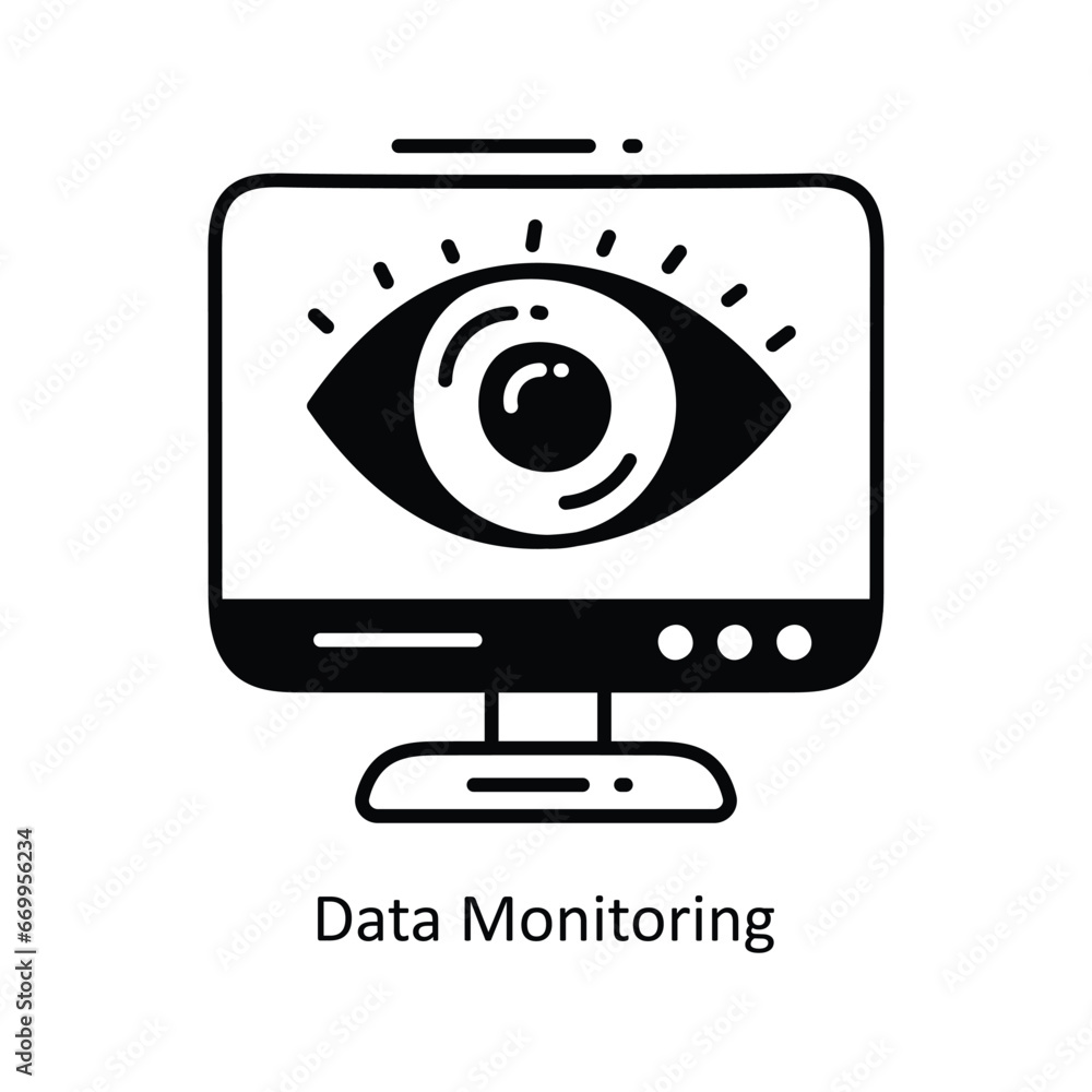 Poster data monitoring doodle icon design illustration. networking symbol on white background eps 10 file