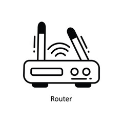 Obraz premium Router doodle Icon Design illustration. Networking Symbol on White background EPS 10 File