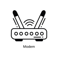 Modem doodle Icon Design illustration. Networking Symbol on White background EPS 10 File