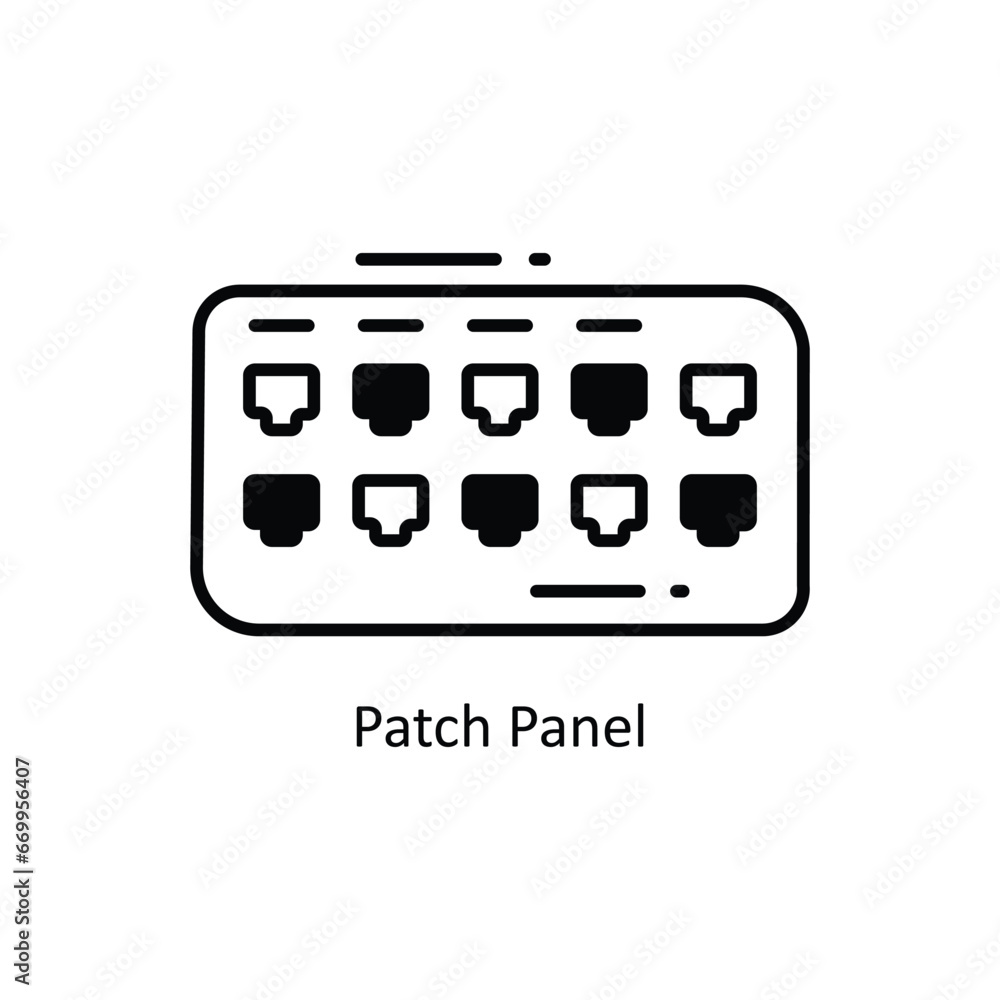 Poster patch panel doodle icon design illustration. networking symbol on white background eps 10 file