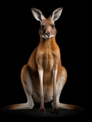 Kangaroo Studio Shot Isolated on Clear Black Background, Generative AI