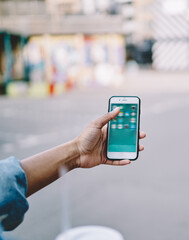 Selective focus on modern smartphone device with multimedia