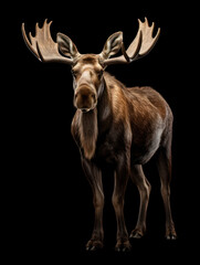 Moose Studio Shot Isolated on Clear Black Background, Generative AI