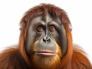 Orangutan Studio Shot Isolated on Clear White Background, Generative AI