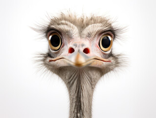 Ostrich Studio Shot Isolated on Clear White Background, Generative AI