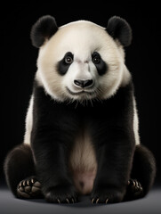 Obraz premium Panda Studio Shot Isolated on Clear Black Background, Generative AI