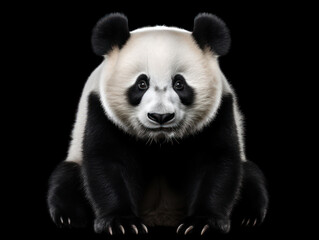 Obraz premium Panda Studio Shot Isolated on Clear Black Background, Generative AI