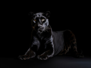 Naklejka na ściany i meble Panther Studio Shot Isolated on Clear Black Background, Generative AI