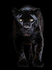 Naklejka na ściany i meble Panther Studio Shot Isolated on Clear Black Background, Generative AI