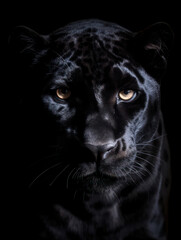 Panther Studio Shot Isolated on Clear Black Background, Generative AI