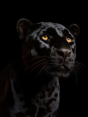 Panther Studio Shot Isolated on Clear Black Background, Generative AI