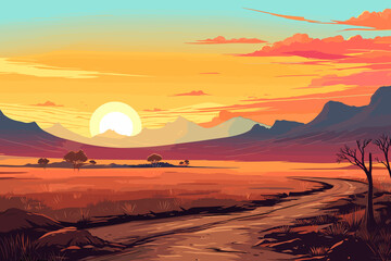 Venezuela flat art landscape illustration