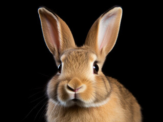 Obraz na płótnie Canvas Rabbit Studio Shot Isolated on Clear Black Background, Generative AI