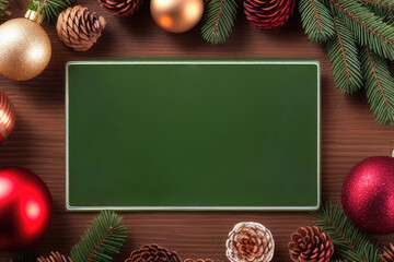 Christmas background with Christmas tree and decorations