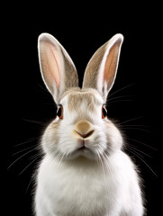 Rabbit Studio Shot Isolated on Clear Black Background, Generative AI