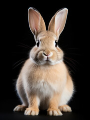 Fototapeta premium Rabbit Studio Shot Isolated on Clear Black Background, Generative AI