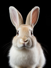 Rabbit Studio Shot Isolated on Clear Black Background, Generative AI